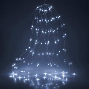Универсальная гирлянда на елку 150-210 см Лучи Росы, 16 нитей, 672 холодных белых MINILED ламп, серебряная проволока, IP44 Kaemingk фото 4