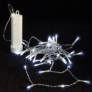 Светодиодная гирлянда на батарейках 48 холодных белых LED ламп 3.5 м, прозрачный ПВХ, контроллер, таймер, IP44 Kaemingk фото 1