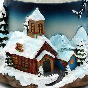 Музыкальный снежный шар Санта летит над городом 20 см, с движением, на батарейках Sigro фото 6