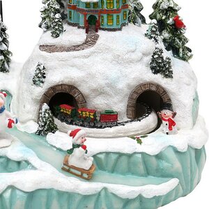 Снежный шар Санта Клаус в Сноувилле 30 см, с подсветкой, музыкой и движением, на батарейках Sigro фото 4