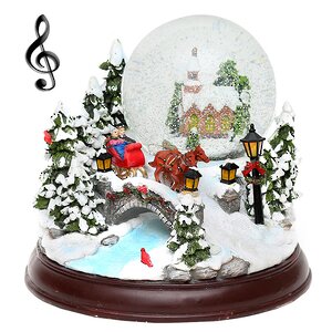 Музыкальная композиция со снежным шаром и подсветкой Зимняя Мечта 23*20 см Sigro фото 1