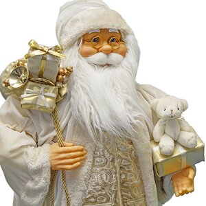 Санта в мраморно-белом наряде с медвежонком 80 см Eggl фото 2