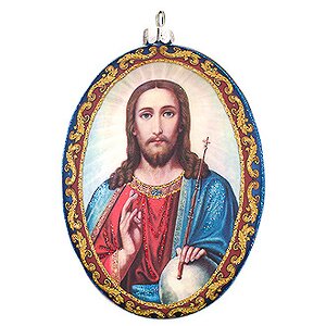 Елочное украшение Христианские мотивы - Спаситель 10 см стекло, подвеска Holiday Classics фото 1