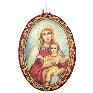 Елочное украшение Христианские мотивы - Мадонна сидящая 10 см стекло, подвеска Holiday Classics фото 1