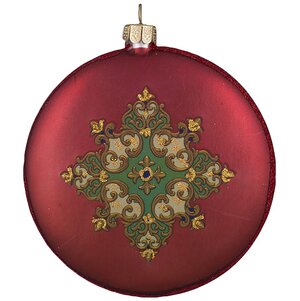 Елочное украшение Медальон Образ Божией Матери 10 см красный ободок стекло подвеска Holiday Classics фото 3