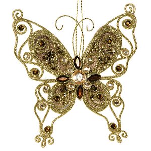 Елочное украшение Жемчужная Бабочка 14*13 см золотая, подвеска Kaemingk фото 2