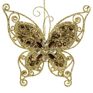 Елочное украшение Жемчужная Бабочка 14*13 см золотая, подвеска Kaemingk фото 3