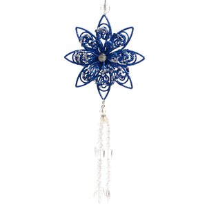 Елочная игрушка Зимние Узоры синяя звезда 10*23 см Kaemingk фото 1