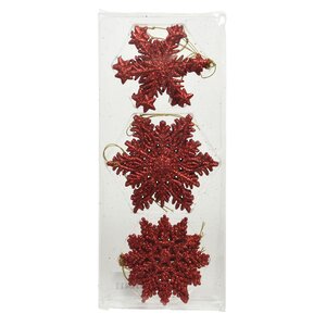 Набор елочных игрушек Снежинка - Ori Sendore красный, 12 шт, подвеска Kaemingk фото 1
