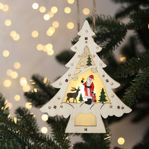 Светящееся новогоднее украшение Елочка - Санта на прогулке 15 см, подвеска Sigro фото 1