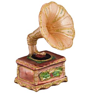 Елочная игрушка Золотой Граммофон 11 см, стекло, подвеска Holiday Classics фото 1