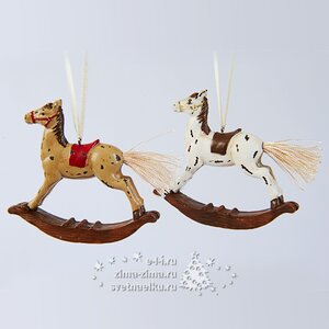 Елочная игрушка "Лошадка-качалка" белая, 10 см, подвеска Kaemingk фото 1