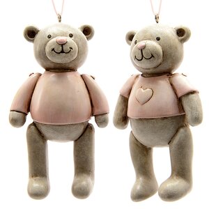 Елочная игрушка Медвежонок из Детства 5*3*9 см розовый, подвеска Kaemingk фото 1