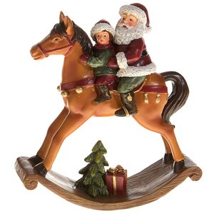 Статуэтка Лошадка-качалка с Дедом Морозом - подарок 13*4*13 см Kaemingk фото 1