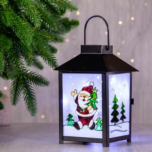 Металлический фонарик Новогодние сюжеты - Дед Мороз с елкой 12*17 см Sigro фото 1