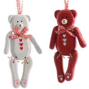 Деревянная елочная игрушка Медвежонок Детский 14 см красный, подвеска Kaemingk фото 2