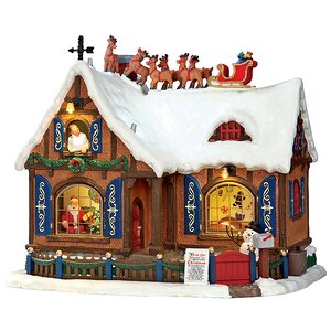 Домик Рождественский с оленями на крыше, 22*26*18 см, музыка, подсветка Lemax фото 1