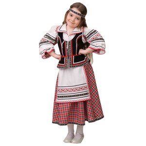 Карнавальный костюм Национальный для девочки, красно-белый, рост 116 см Батик фото 1