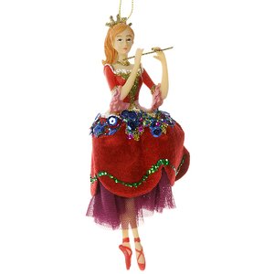 Елочное украшение Балерина Принцесса на Горошине - в красной юбке 15 см, подвеска Holiday Classics фото 1