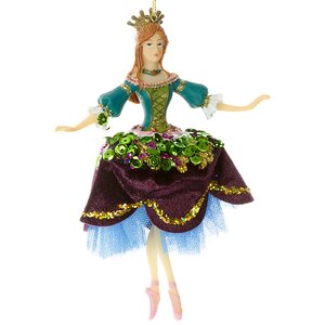 Елочное украшение Балерина Принцесса на Горошине - в фиолетовой юбке 15 см, подвеска Holiday Classics фото 1