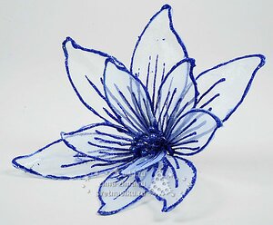 Пуансеттия "Бабочка", синяя 20 см, клипса Kaemingk фото 1