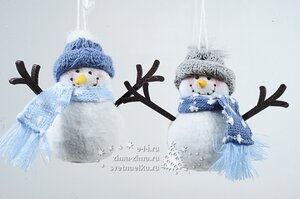 Елочная игрушка Снеговик в Серой Шапке 7*7*16, подвеска Kaemingk фото 1