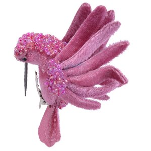 Елочное украшение Лиссабонская Пташка Жанин 9 см розовая, клипса Kaemingk фото 3