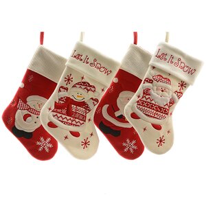 Носок для подарков Рождественская классика Снеговик красный, 45 см Kaemingk фото 2