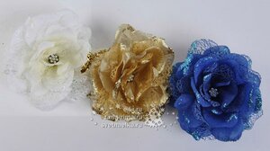 Роза сверкающая, 12 см, кремовый, клипса Kaemingk фото 1