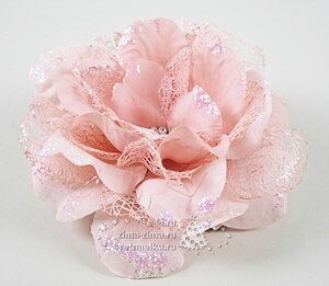 Роза сверкающая, 12 см, розовый, клипса Kaemingk фото 1
