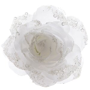 Роза Искристая 14 см белая, клипса Kaemingk фото 4