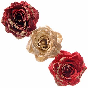 Роза Нежность Бархата 17 см красная, клипса Kaemingk фото 3