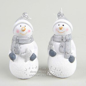 Украшение "Снеговик", керамика, 7см, подвеска Kaemingk фото 1