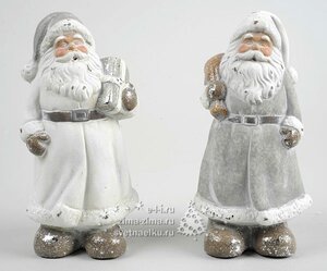 Дед Мороз в валенках, серебряный, 15см, керамика Kaemingk фото 1