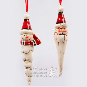 Елочная игрушка "Дед Мороз/Снеговик", 17 см, подвеска Kaemingk фото 1