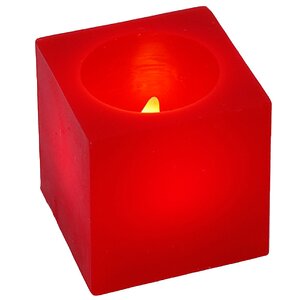 Набор светильников свечей свечей Куб, 3 шт, 5*5 см, красный воск, батарейка Star Trading фото 1