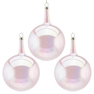 Набор стеклянных шаров Viva Lamberto 10 см, 6 шт, жемчужно-розовый EDG фото 1