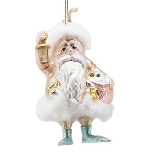 Стеклянная елочная игрушка Санта с фонариком - Мулен де ла Галетт 14 см, подвеска EDG фото 1