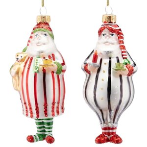 Стеклянная елочная игрушка Санта в красных носочках 14 см, подвеска EDG фото 2