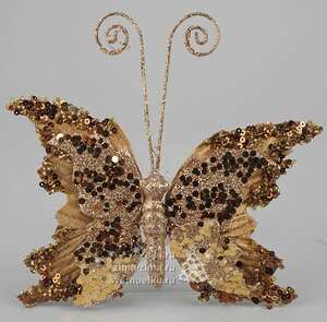 Елочное украшение "Бабочка", 14*15 см, золото, клипса Kaemingk фото 1