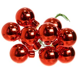 Гроздь стеклянных шаров на проволоке 2.5 см красный глянцевый, 12 шт Kaemingk фото 1