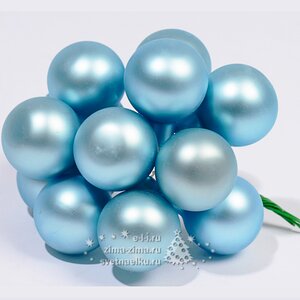 Гроздь стеклянных шаров на проволоке 2.5 см голубой матовый, 12 шт Kaemingk фото 1