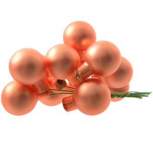 Гроздь стеклянных шаров на проволоке 2.5 см оранжевый шелк матовый, 12 шт Kaemingk фото 1
