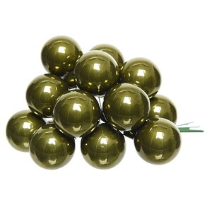 Гроздь стеклянных шаров на проволоке 2 см оливковый бархат глянцевый, 12 шт Kaemingk фото 1