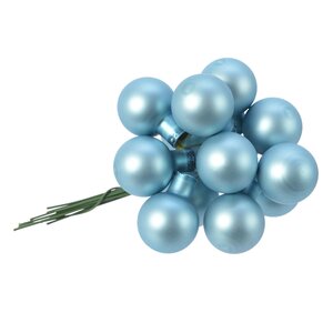 Гроздь стеклянных шаров на проволоке 2 см арктический голубой матовый, 12 шт Kaemingk фото 1