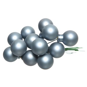 Гроздь стеклянных шаров на проволоке 2 см серебряно-синий матовый, 12 шт Kaemingk фото 1