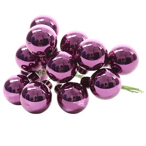 Гроздь стеклянных шаров на проволоке 2.5 см фиолетовый бархат глянцевый, 12 шт Kaemingk фото 1