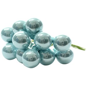 Гроздь стеклянных шаров на проволоке 2.5 см нежно-голубой глянцевый, 12 шт Kaemingk фото 1