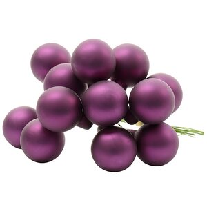 Гроздь стеклянных шаров на проволоке 2.5 см фиолетовый бархат матовый, 12 шт Kaemingk фото 1