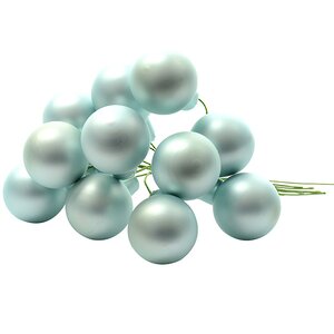 Гроздь стеклянных шаров на проволоке 2.5 см нежно-голубая матовая, 12 шт Kaemingk фото 1